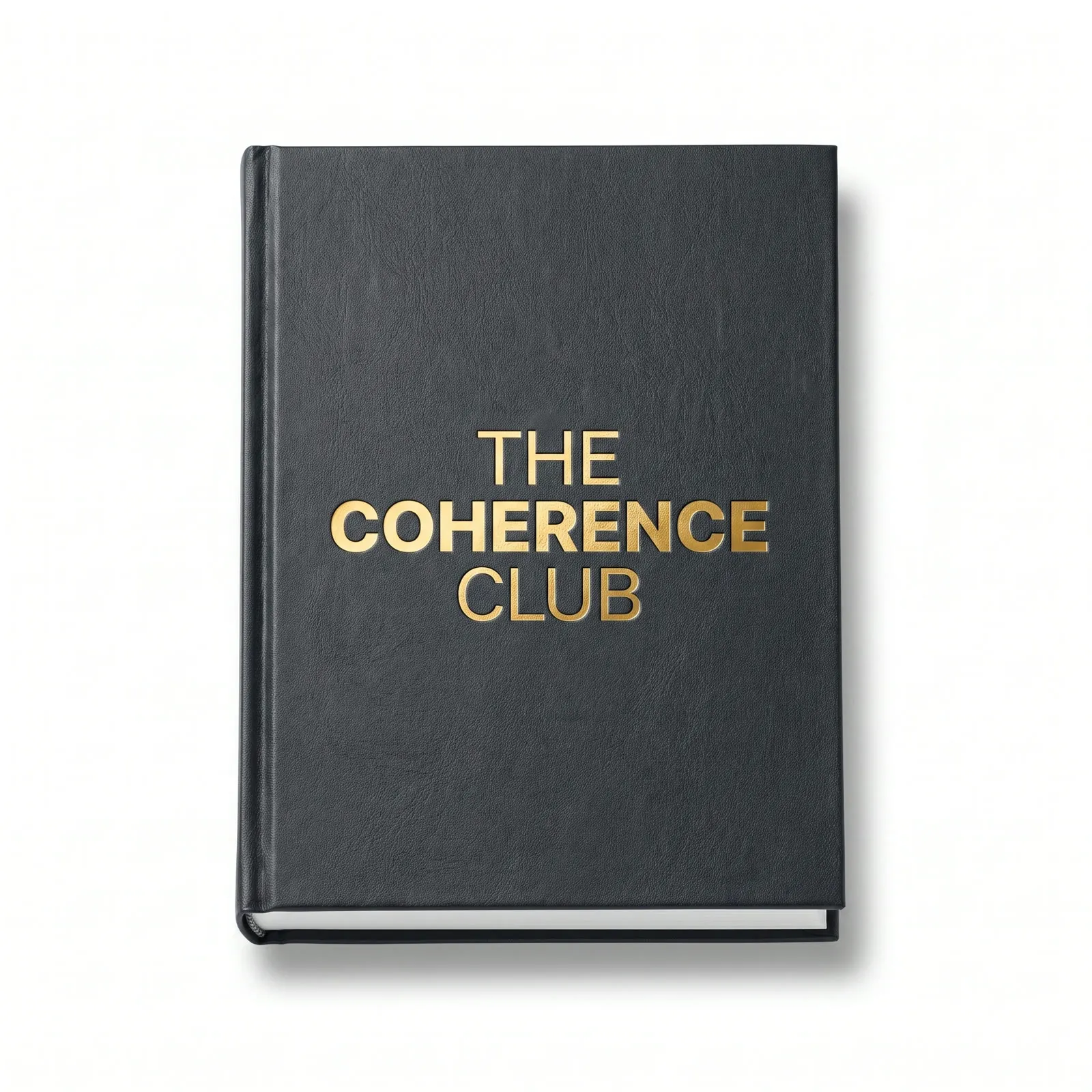 Il Coherence Journal: il quaderno nero con il marchio in giallo, chiuso, visto di fronte.